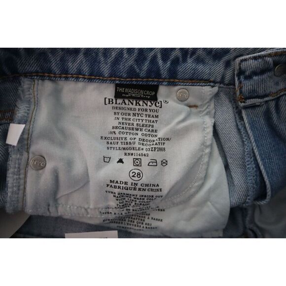 BLANKNYC Women's Sz 28 Blue Denim Floral Design Bottoms Hi-Rise Crop Jeans - Picture 4 of 10